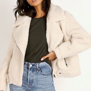 ASTR • Brooklyn Sherpa Ivory Moto Jacket
